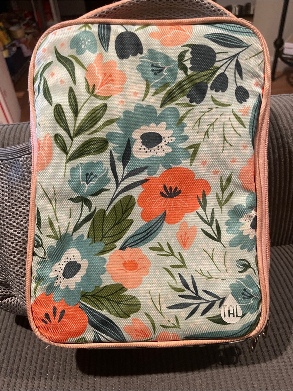 Floral Lunch Bag in Coral & Teal